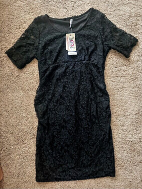 Planet Motherhood Black Lace Maternity Dress size M